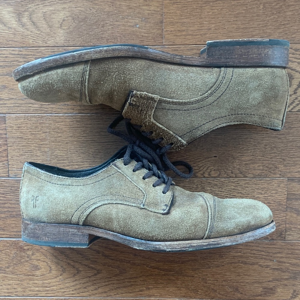 Frye Tan Suede Cap Toe Oxfords